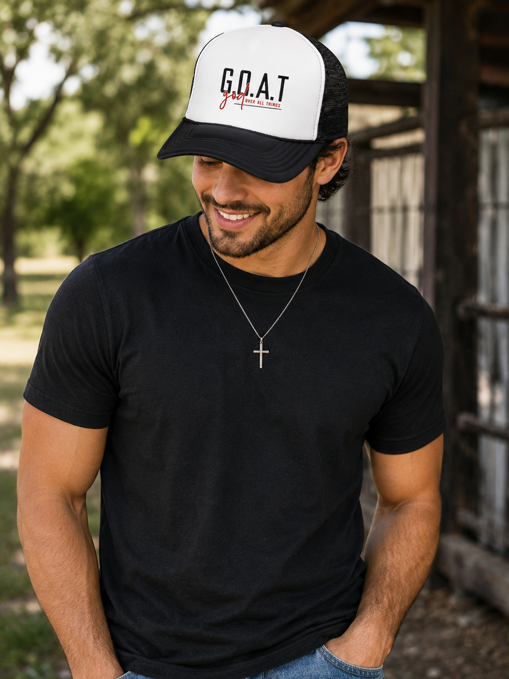 G.O.A.T. Trucker Cap — 'God Over All Things' Retro Mesh Hat