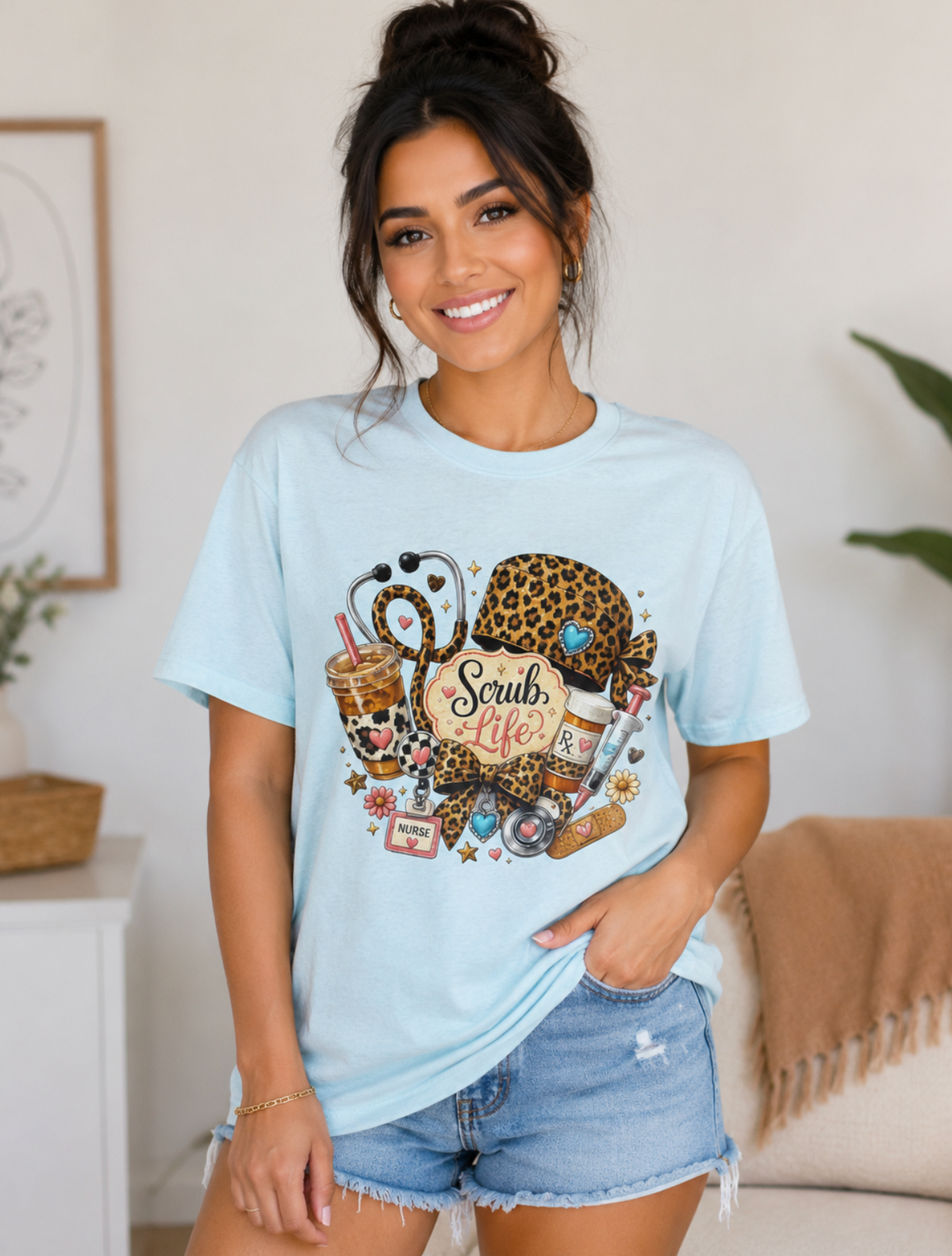 Scrub Life Leopard Nurse T-Shirt — Cute Medical Gifts for Nurses