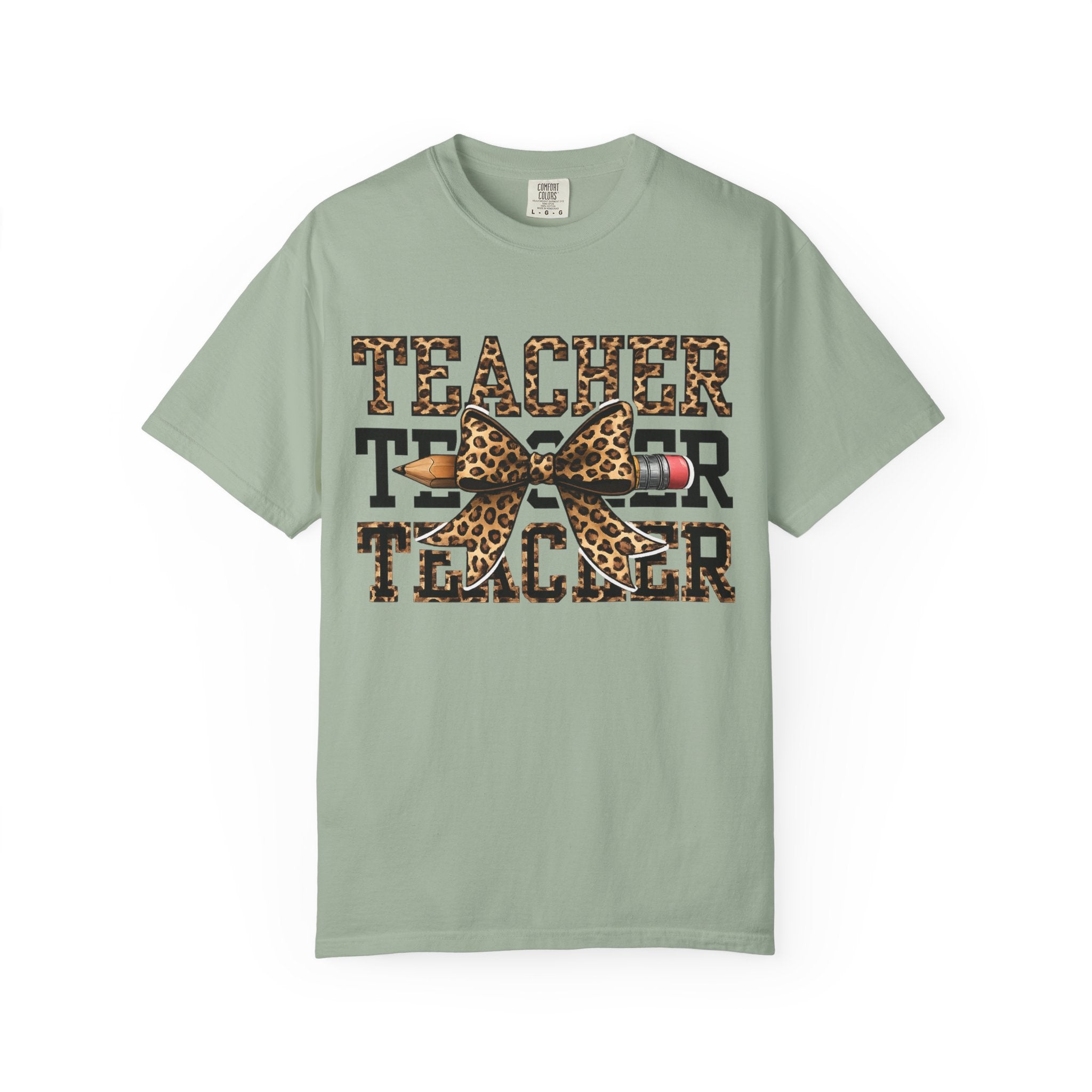 Teacher Leopard Print Tee with Pencil Bow