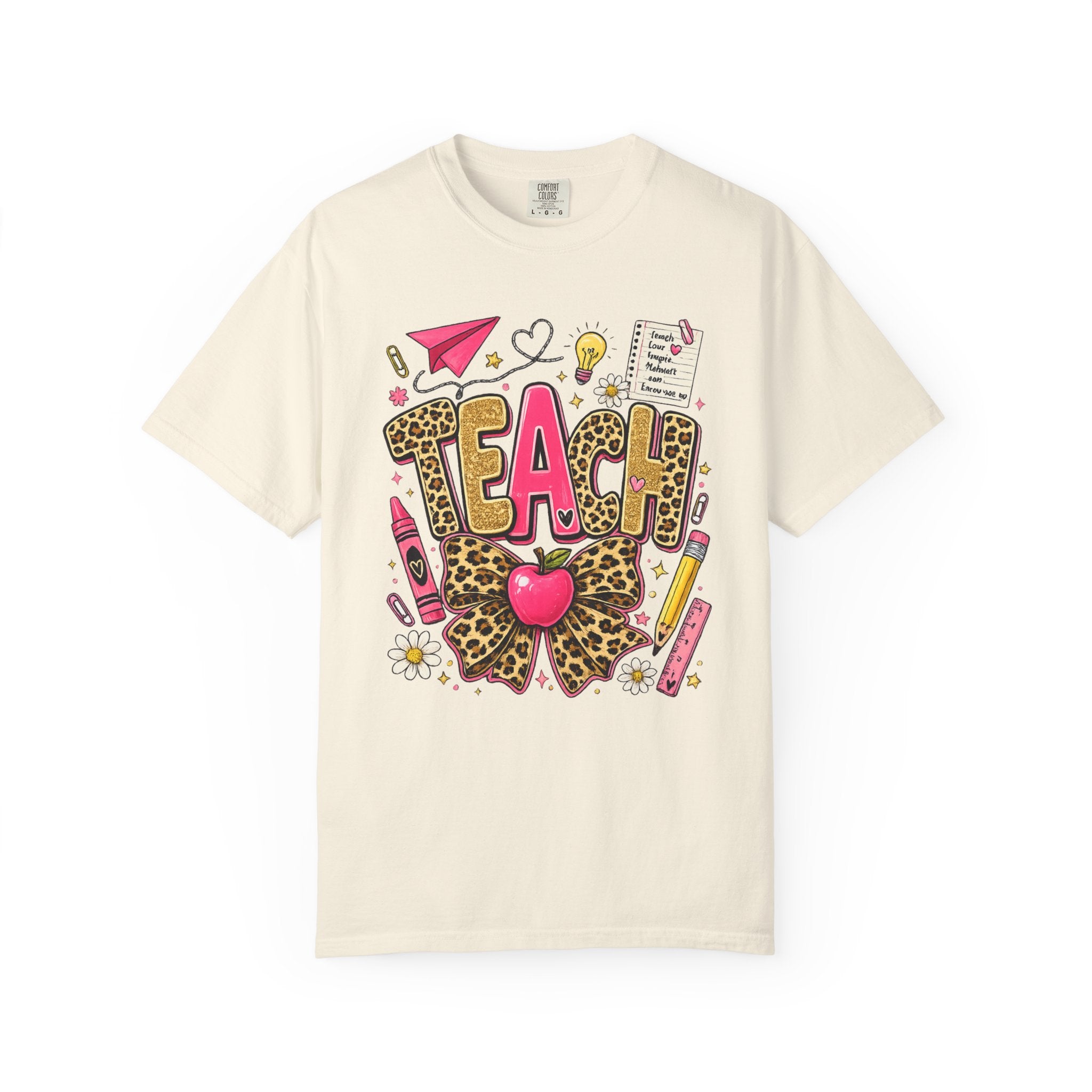 Teach Leopard Print Apple T-Shirt