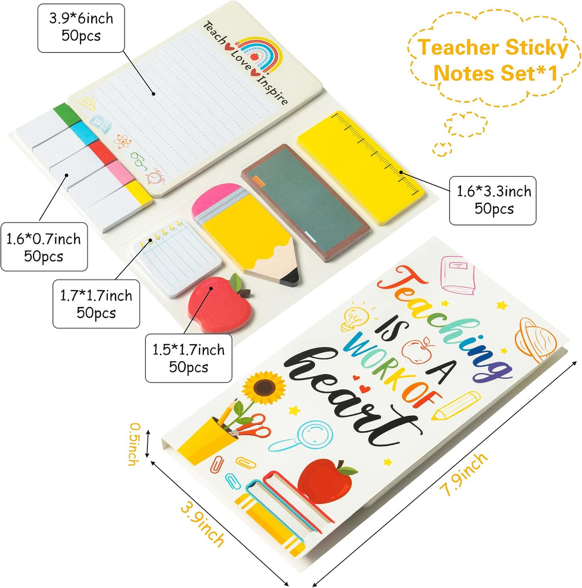 Heartfelt Teacher Sticky Notes Set