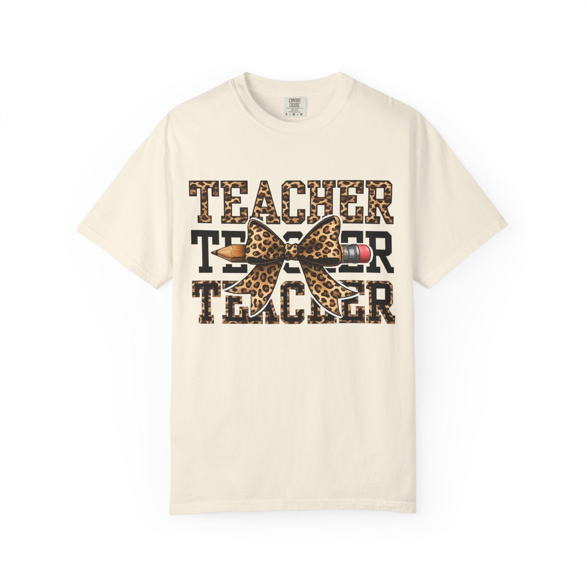Teacher Leopard Print Tee with Pencil Bow